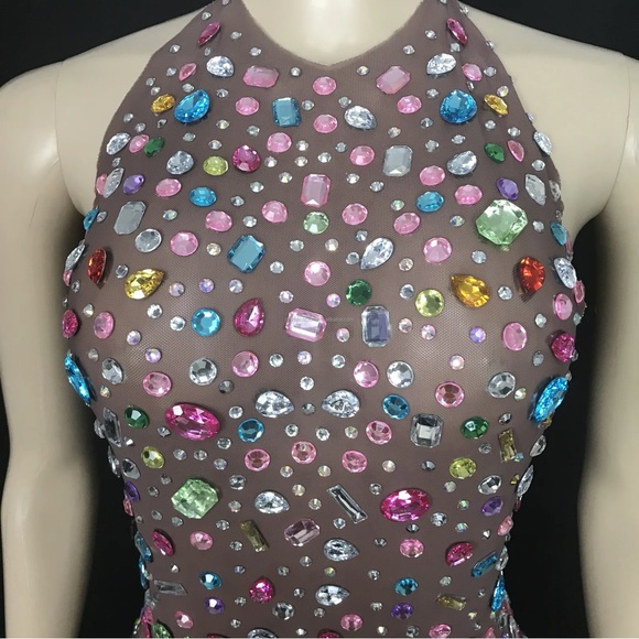 Multicolor Rhinestone Embellished Bodysuit - Picture 3 of 7